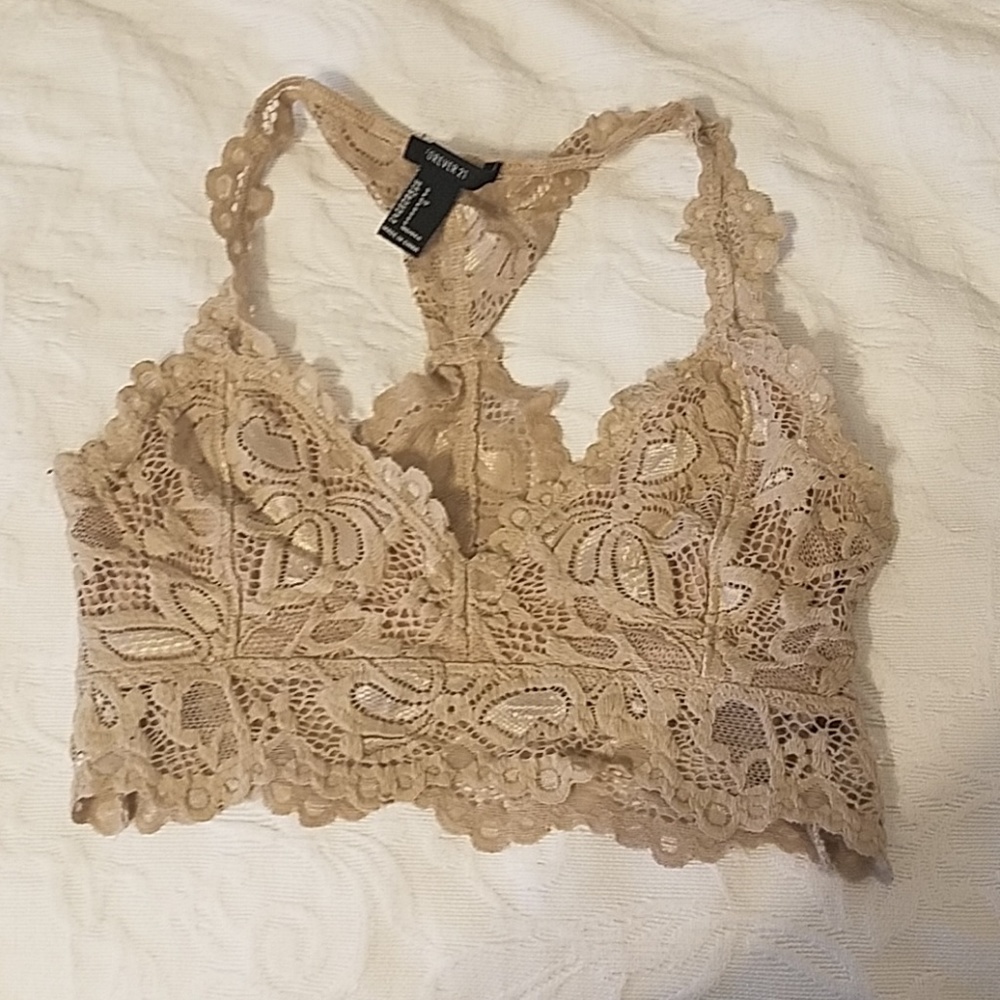 Tan lace bralette